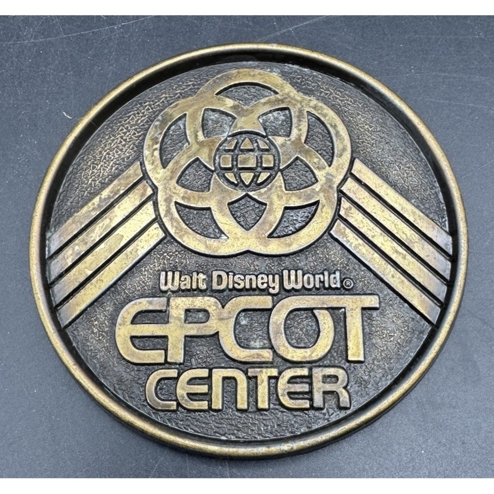 Vintage Walt Disney World EPCOT Center Metal Coaster Canada Century 1980s Brass
